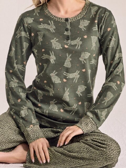 Дамска Памучна Пижама с дълъг ръкав Infiore Rabbits 2841