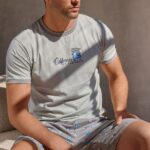 Мъжка Памучна Пижама с къс ръкав InfioreUomo Go Surf 4259 - Светлосин