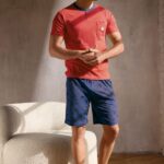 Мъжка Памучна Пижама с къс ръкав InfioreUomo Jogging 4245 - Теракота (Ruggine)